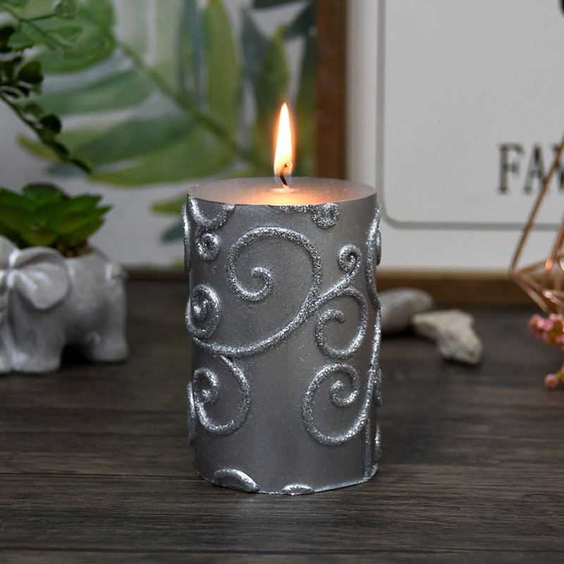 Bougie cylindrique sans parfum à volute, H 4 po x D 3 po, Bleu, Ensemble de 12