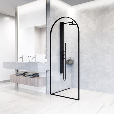 Arden 34" W x 78" H Fixed Framed Shower Screen with 3/8" Clear Glass
