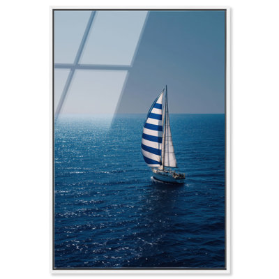 «Sail the Blue Seas», reproduction d'art acrylique Coastal Glam par Notoriart, prête à être accrochée