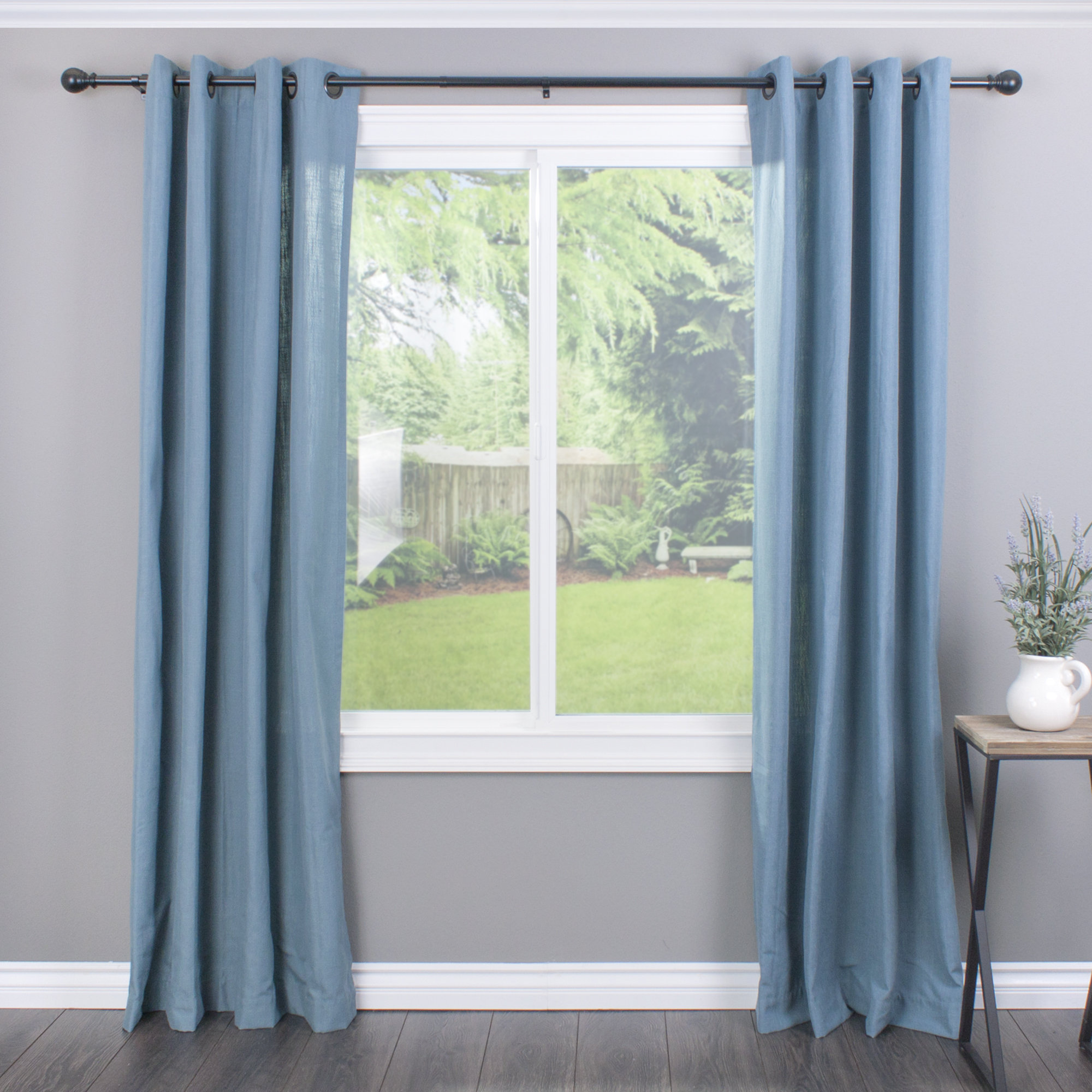 Inman Plastic Adjustable Single Curtain Rod, 2.9" H x 36" - 72" W x 3.25" D, Black