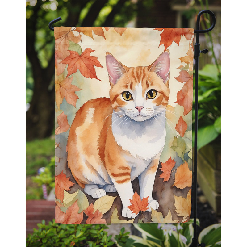 Chat en feuilles d'automne drapeau de jardin, Bobtail japonais