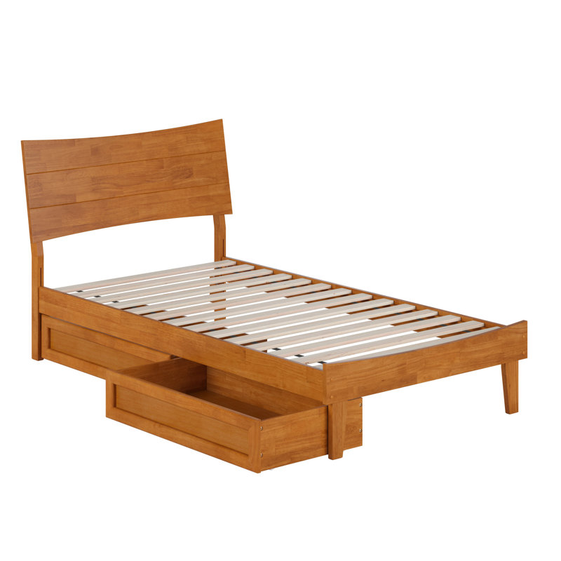Lit plateforme avec tiroirs de rangement Phoenix, Twin, Caramel clair