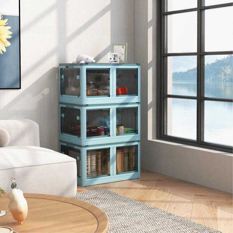 Versatile Stackable Storage Bins With Wheels And Doors For All Your Storage Needs, Blue