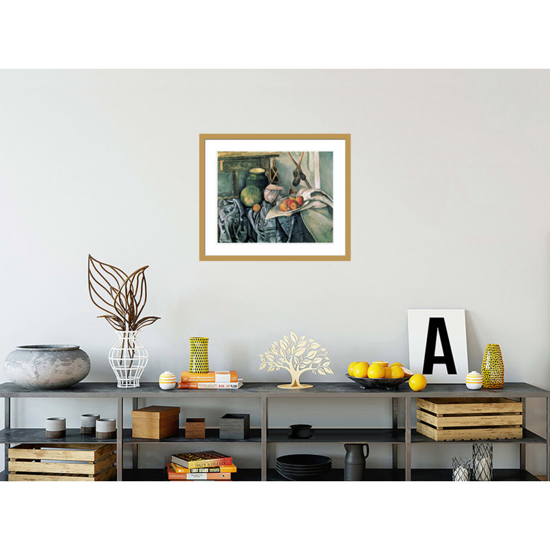 «Still Life with Pitcher and Aubergines» par Paul Cézanne, impression giclée encadrée, H 23,5 po x l 28,04 po