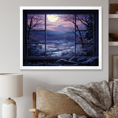 «Purple River Winter Windows III - Winter Landscape», art mural