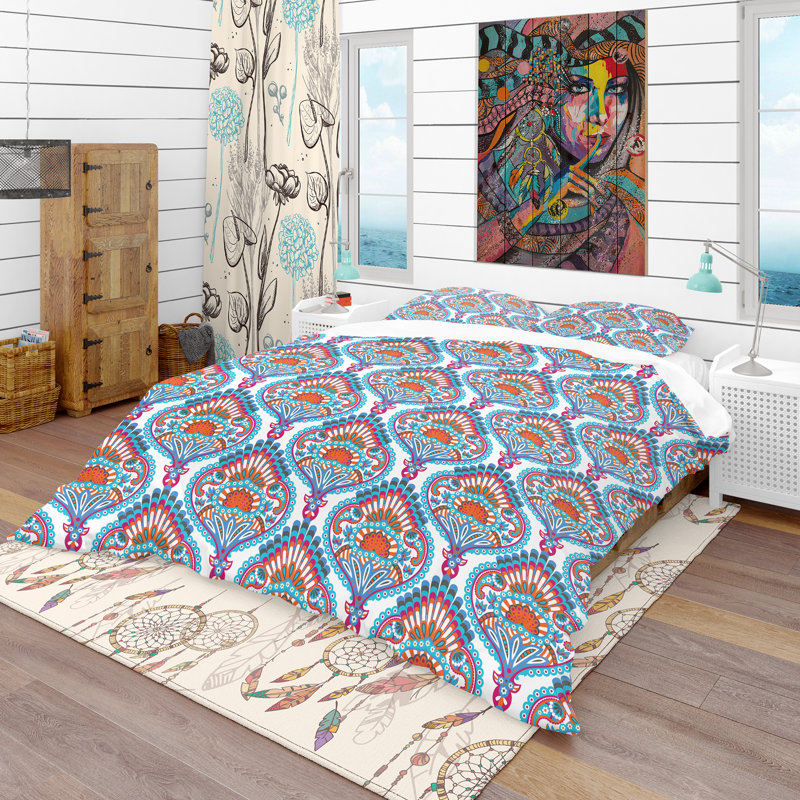 Damask Pattern - Contemporary Damask Duvet Cover Set - Microfiber Polyester, King Duvet Cover + 2 Shams