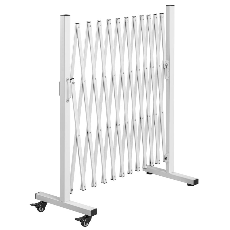 Clôture de jardin extensible en aluminium, barrière de barricade portable avec roulettes, taille d'extension 126 x 15,3 x 40,6 pouces, barrière de sécurité mobile à barrière rétractable réglable