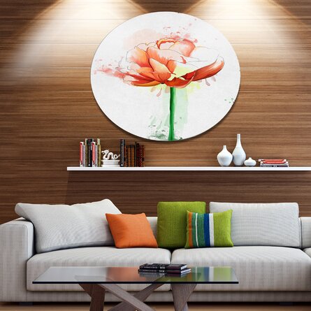 Rose With Stem And Paint Splashes On Metal Print