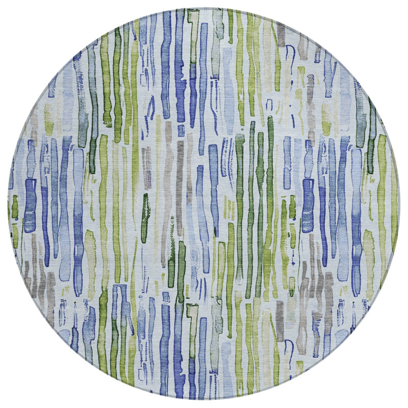 Caelira Blue Washable Indoor-Outdoor Rug - LOOMLAN, 2'3" x 7'6"