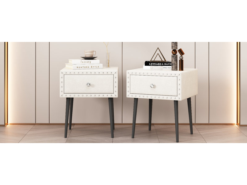 Ensemble de 2 tables de chevet pour table de chevet moderne, Beige