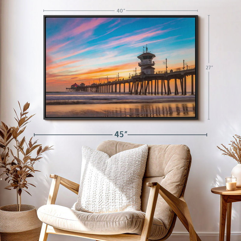«Daley California Beach Dock At Sunset», reproduction sur toile, H 27 po x l 40 po