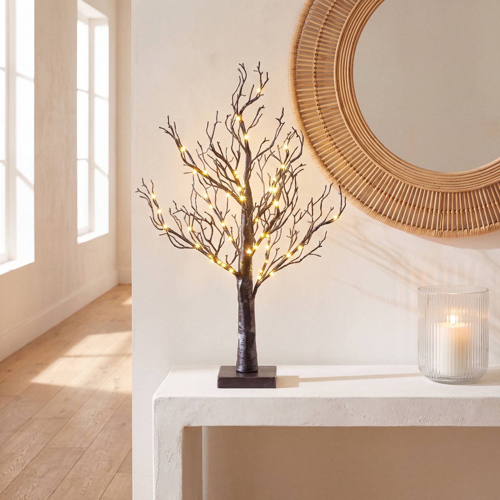 24" Lighted Black Willow Tree