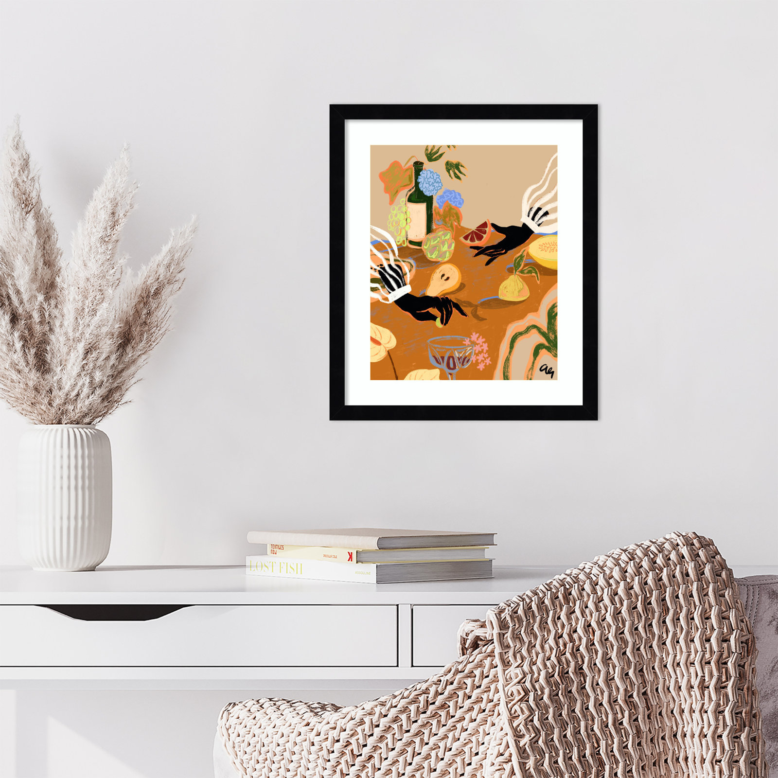 Oberon "Handful of Love (Fruit)" Print, Black, 17" H x 15" W