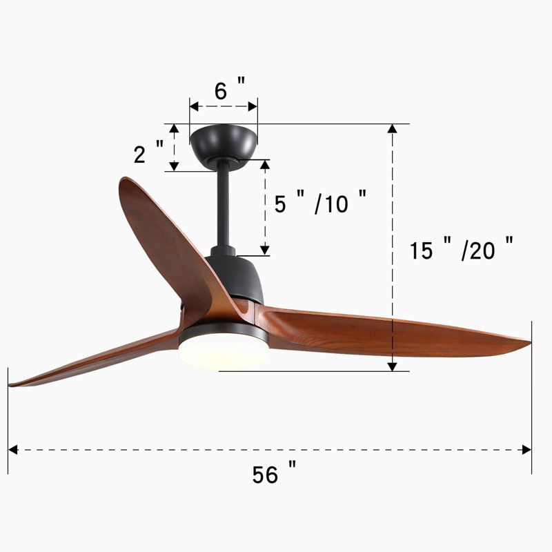 56 Inch Ceiling Fan Light With 6 Speed Remote Energy-saving DC Motor Bedroom Ceiling Fan, Black