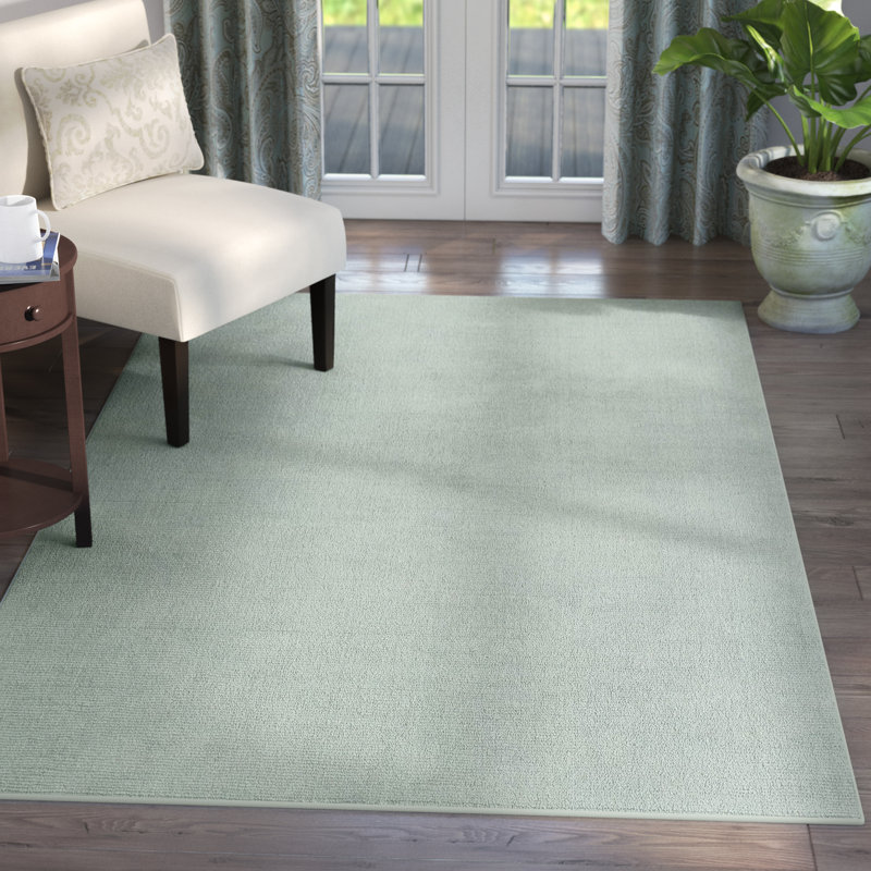 Tapis menthe en laine tissé à la main Americus, Rectangle 5 pi x 8 pi