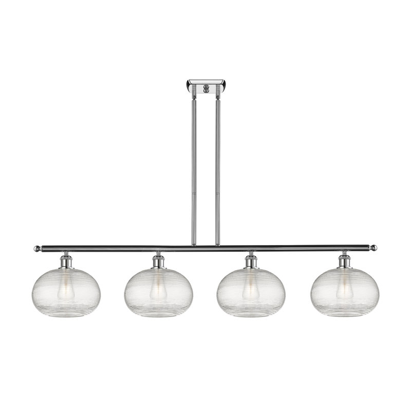 Luminaire suspendu pour îlot de cuisine 4 lumières Larrick, Chrome poli