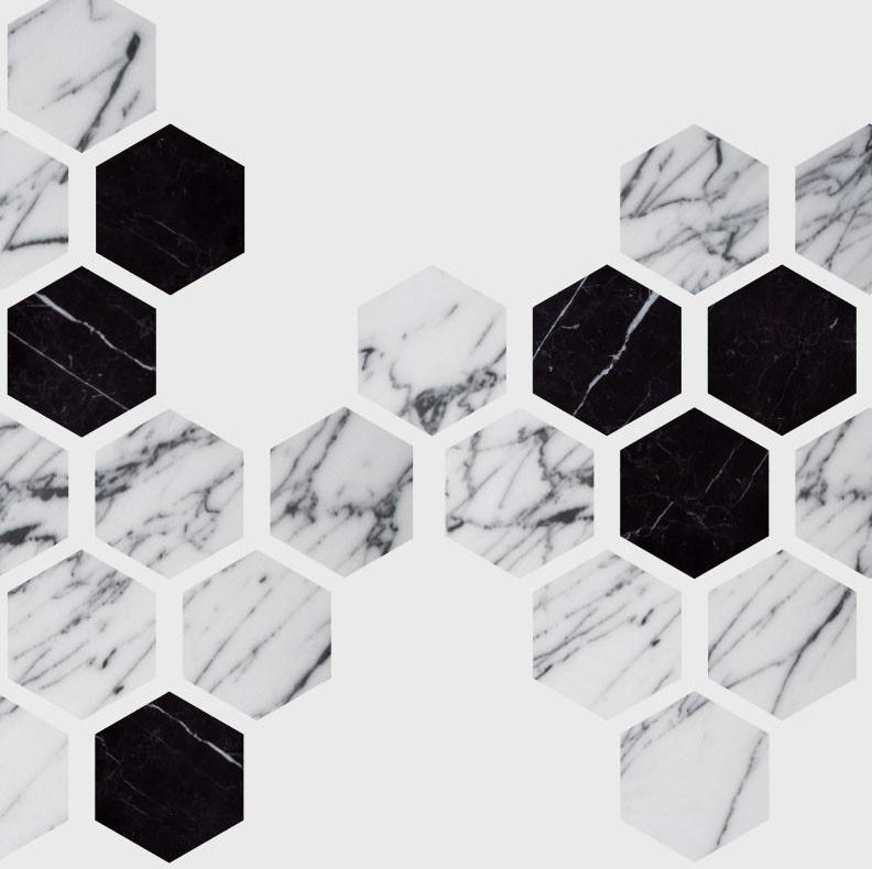 Hexagon Geometric Geometric Peel & Stick Wallpaper by Jamie Graney, Gray/Black, 96" W x 144" L