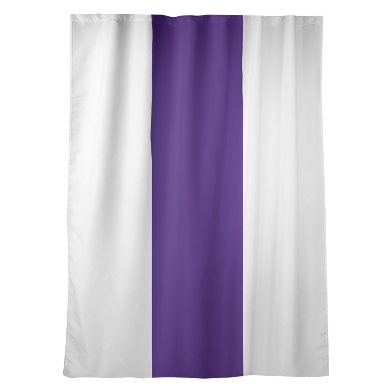 Sateen Room Darkening Curtain Single Panel, White/Purple