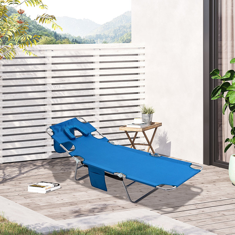 Haritz Long Reclining Single Chaise, Blue