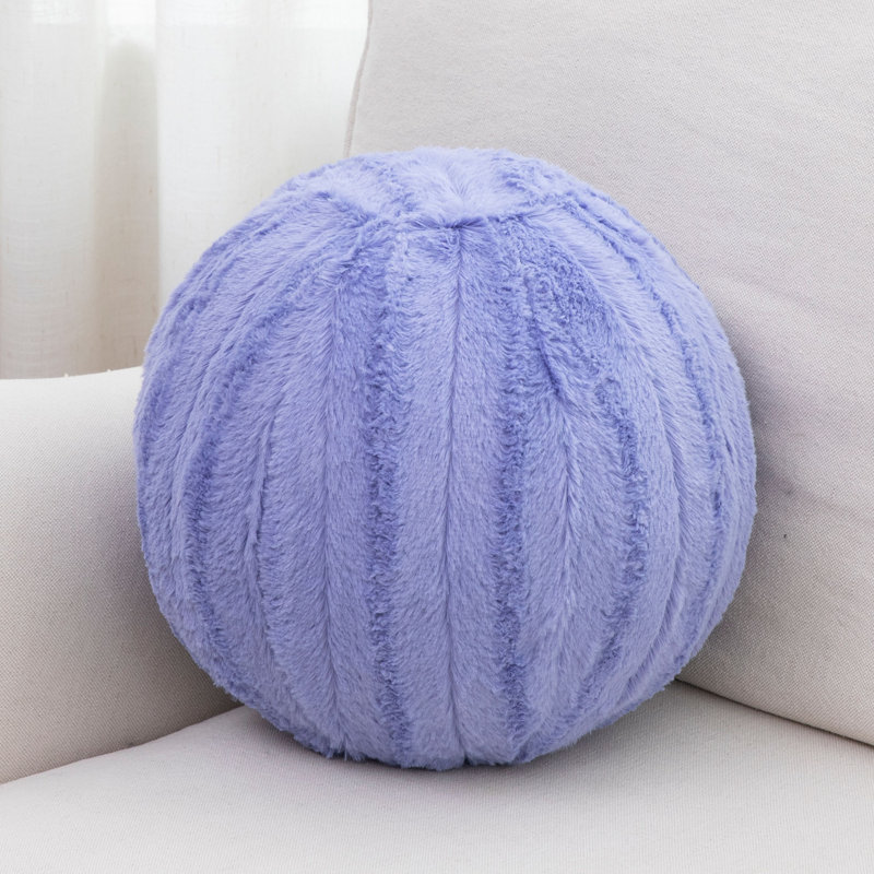 Faux Fur Floor Circular Pillow Cover & Insert, Very Peri