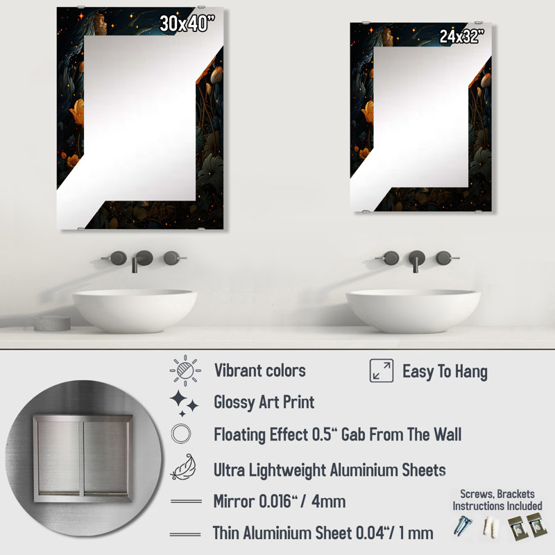 Damaree - Décoration murale miroir souci, 40 po x 30 po