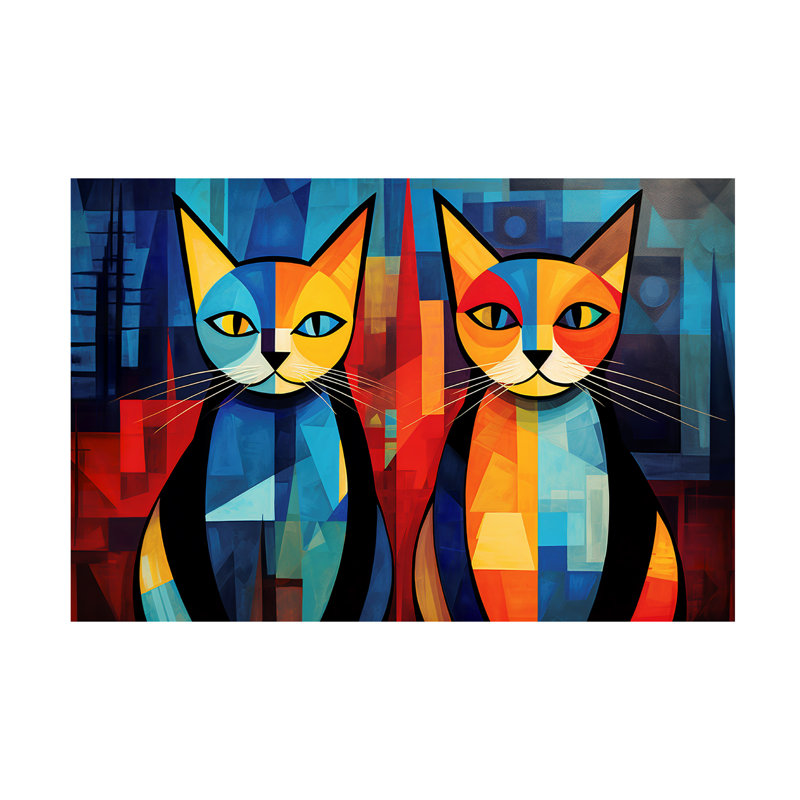 «Colorful Cat 3 on Canvas» par Ray Heere, reproduction, H 30 po x l 47 po x P 2 po