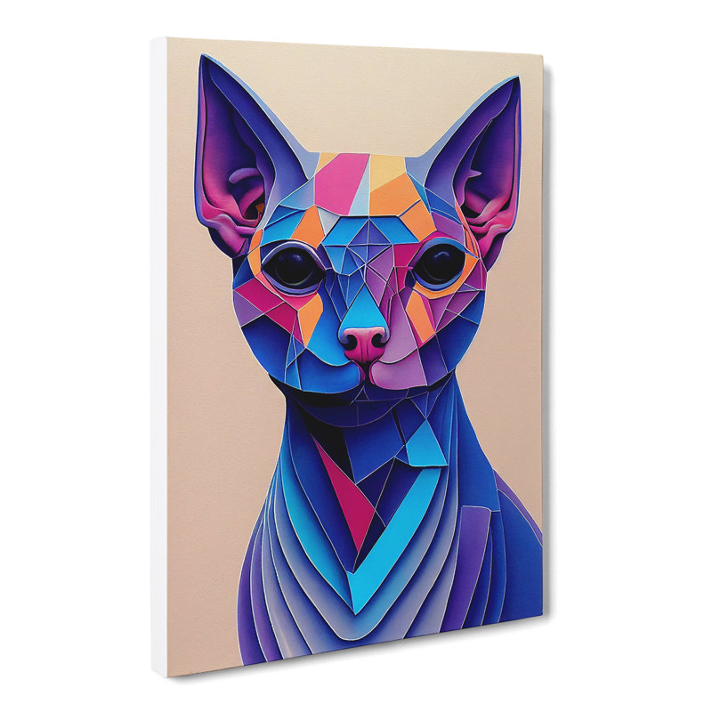 Sphynx Cat Geometric - Wrapped Canvas, 50cm H x 35cm W x 3cm D