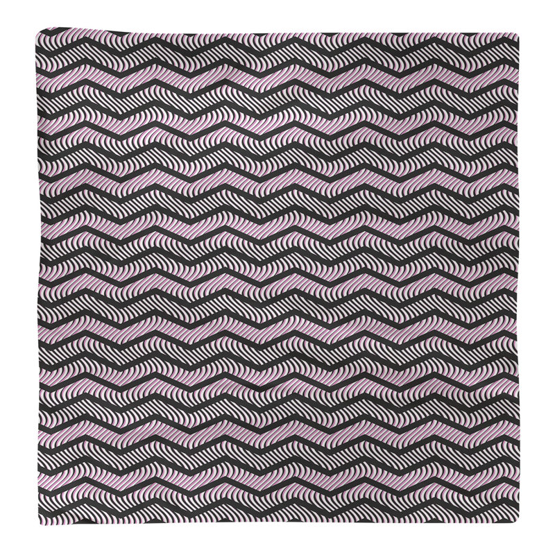 Serviette en coton à chevrons ondulés Stephenie, Noir et rose, 10 po x 10 po