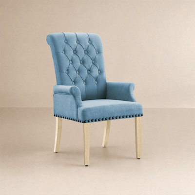 Amdad Tufted Upholstered Fabric Dining Chair with Arms