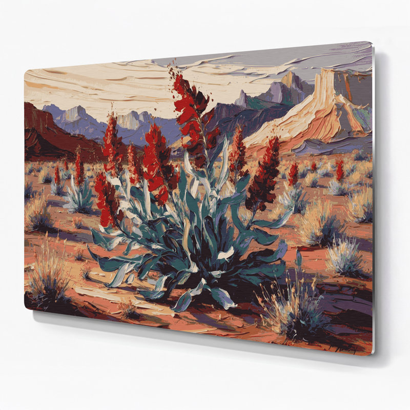 «Southwestern Plants Indian Paintbrush 167», art mural en métal noir, H 240 po x l 288 po x P 0,05 po