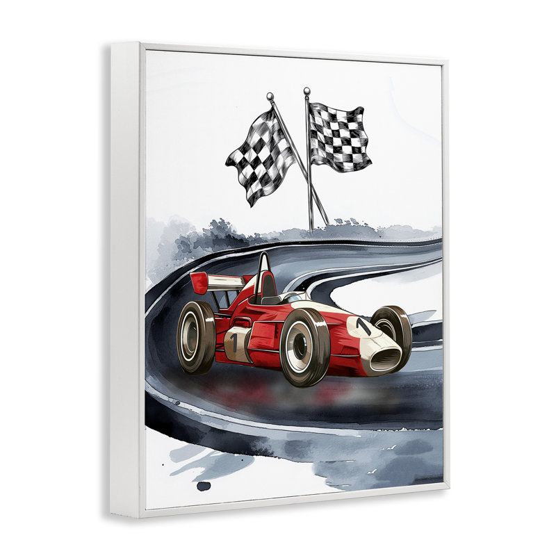 Giclée encadrée de drapeaux de course rétro, design par Christine Simpson Art, H 30 po x l 24 po