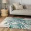Tapis bleu sarcelle et crème imprimé à la main Maddux (9 pi x 12 pi)-112552012