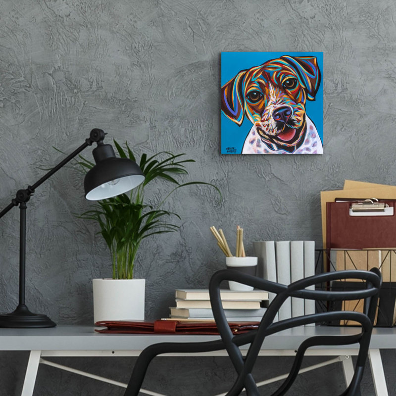 «Dog Besties 1» par Carolee Vitaletti, art mural en verre acrylique, H 12 po x l 12 po x P 0,13 po