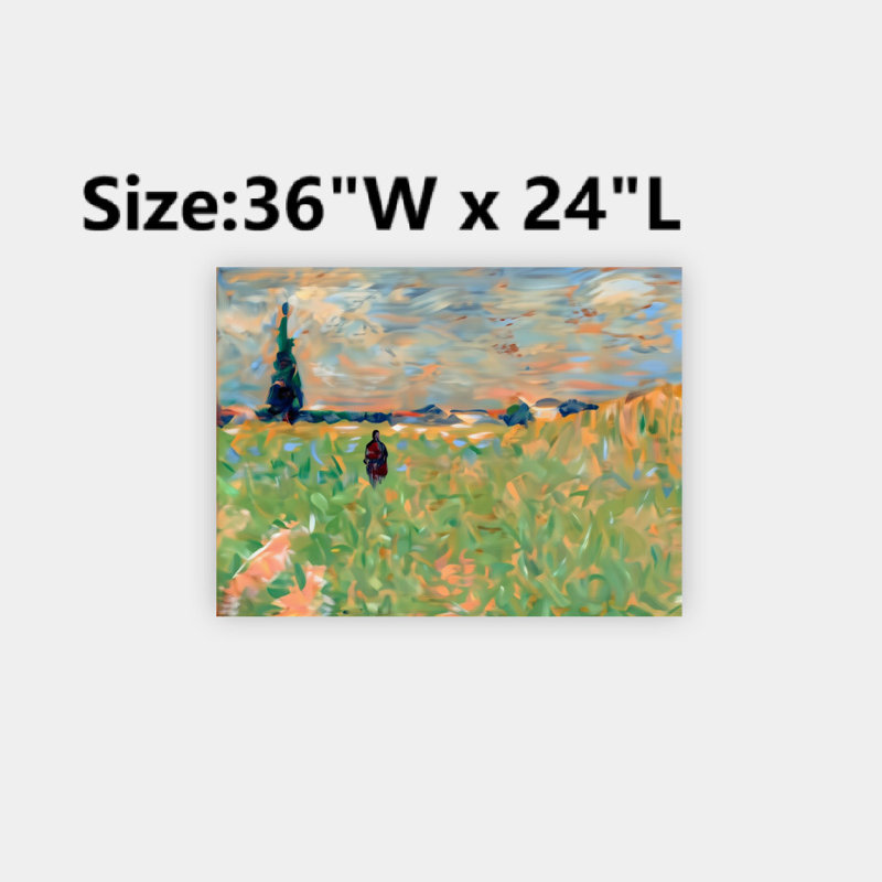 Vibrant Field Wanderer, cadre en bois à l'arrière intégré, impression sur toile impressionniste, l 36 x L 24