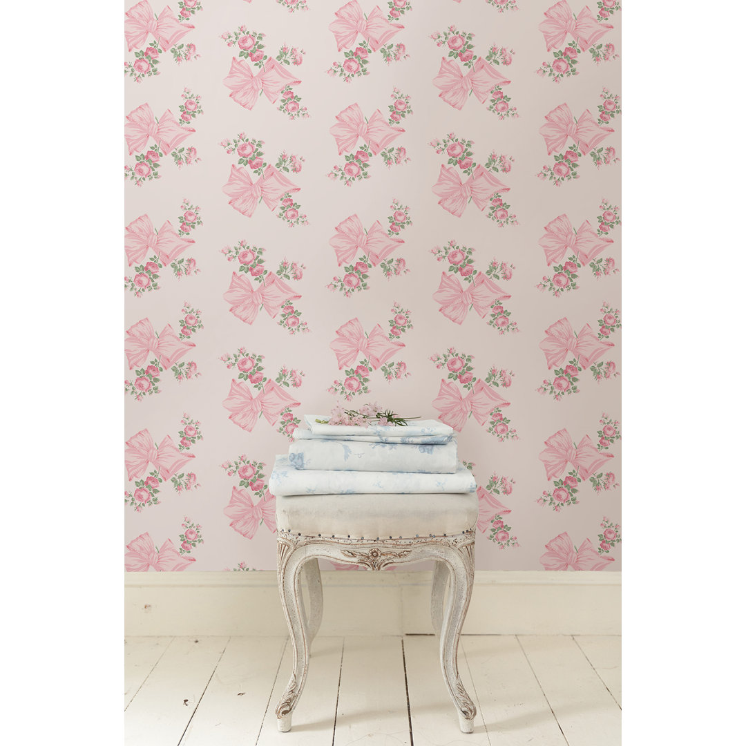 Rosa Beaux Pastel Bow 33' L x 20.5" W Wallpaper Roll LoveShackFancy 