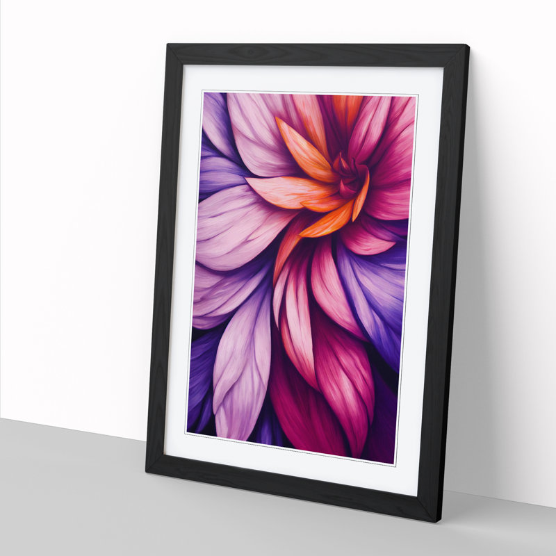 Floral Acrylic Painting Vol.2 - Single Picture Frame Print, 64cm H x 46cm W x 2cm D, Black