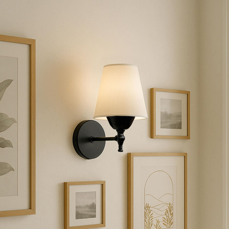 Stylish Wall Lamp, Cream & Black, Metal Body | 8.3 x 5.1 inches, Total Height: 8.3 inches | E27 Socket, Max 40W (Bulb Not Included) | IP20 Rated, Perfect for Living Room & Bedroom, Elegant & Functional Design