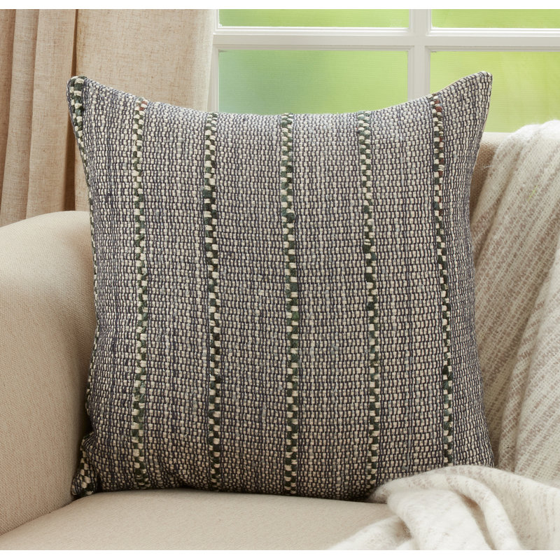 Black and White Striped Cotton Throw Pillow Cover