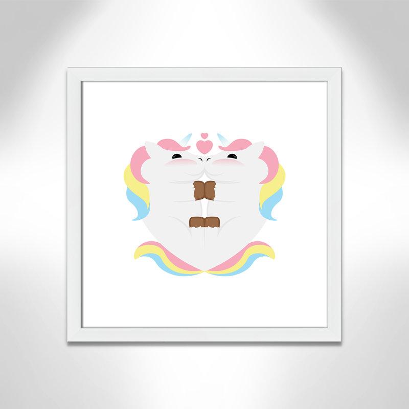 Décoration murale Unicorn Hugs, H 22,5 po x l 22,5 po x P 0,63 po, Cadre blanc