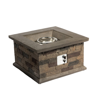 Table de foyer d'extérieur au propane avec foyer en béton imitation pierre de 28 pouces avec pierres de lave et housse de pluie Foyer sans gaz 40 000 BTU