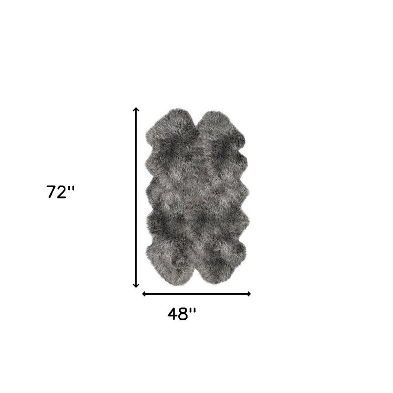 Tapis gris en peau de mouton Chatterton, Nouveauté 4 pi x 6 pi