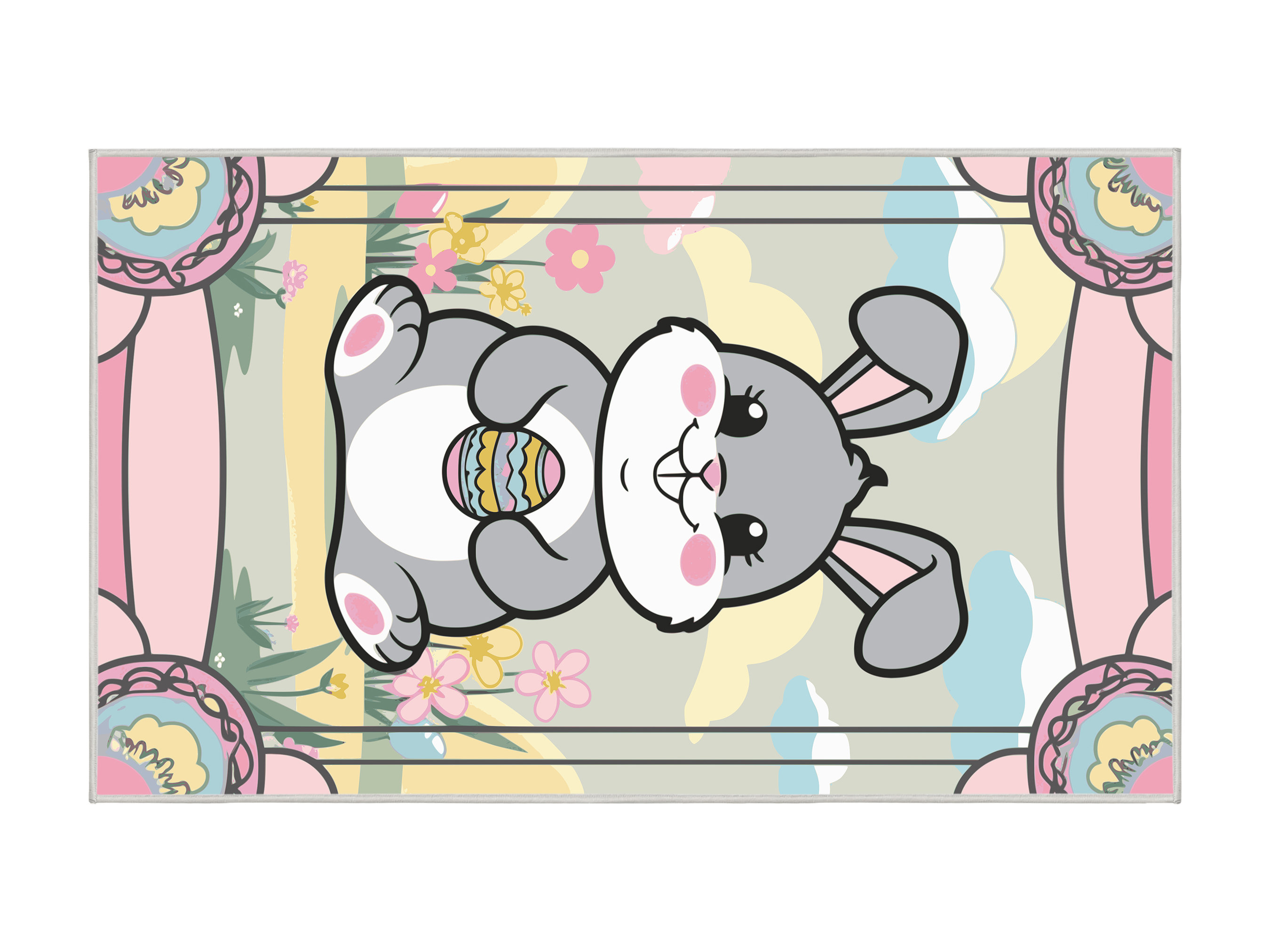Cartoon Easter Rug The Holiday Aisle® Washable Easter Spring Holiday Rug | Wayfair