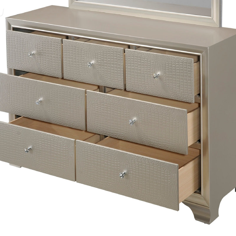 Millerville Solid Wood 58.4'' W 7 - Drawer Dresser, Champagne