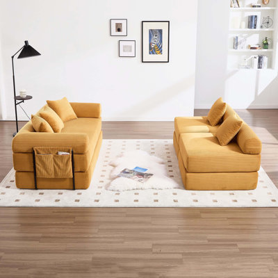 Canapé-lit convertible en velours côtelé à cadre fixe, chaise longue pliante en mousse à mémoire de forme nuage pour la maison et le bureau