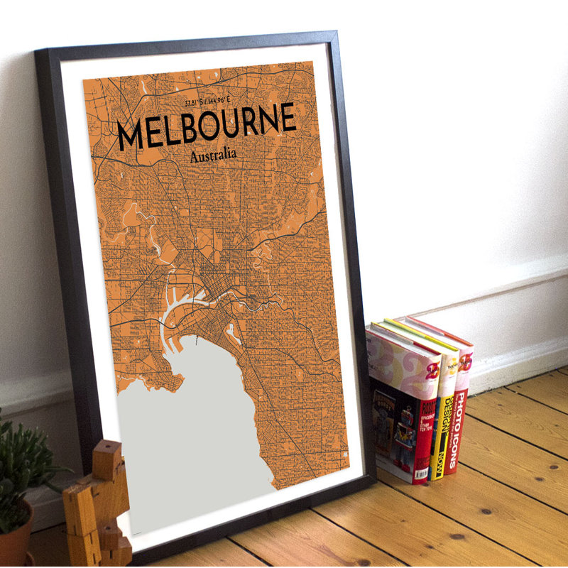 Melbourne City Map 1 Piece Wall Art, 91.4cm H x 61cm W x 0.13cm D x 0.13 cm D