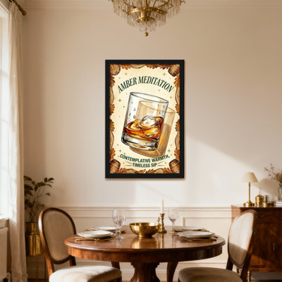 Verre à whisky avec glace et feuilles