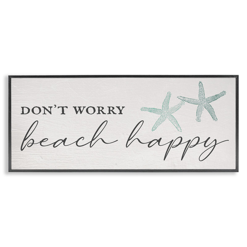 «Don Wont Beach Happy», H 24 po x l 24 po x P 1,5 po, Giclée encadrée noir minuit