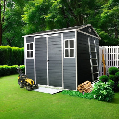 Outdoor Storage Shed With Floor Durable  Shed With Pad-Lockable Double Doors, Air Vents, And Sloping Roof For Lawn Equipment And Garden Tools