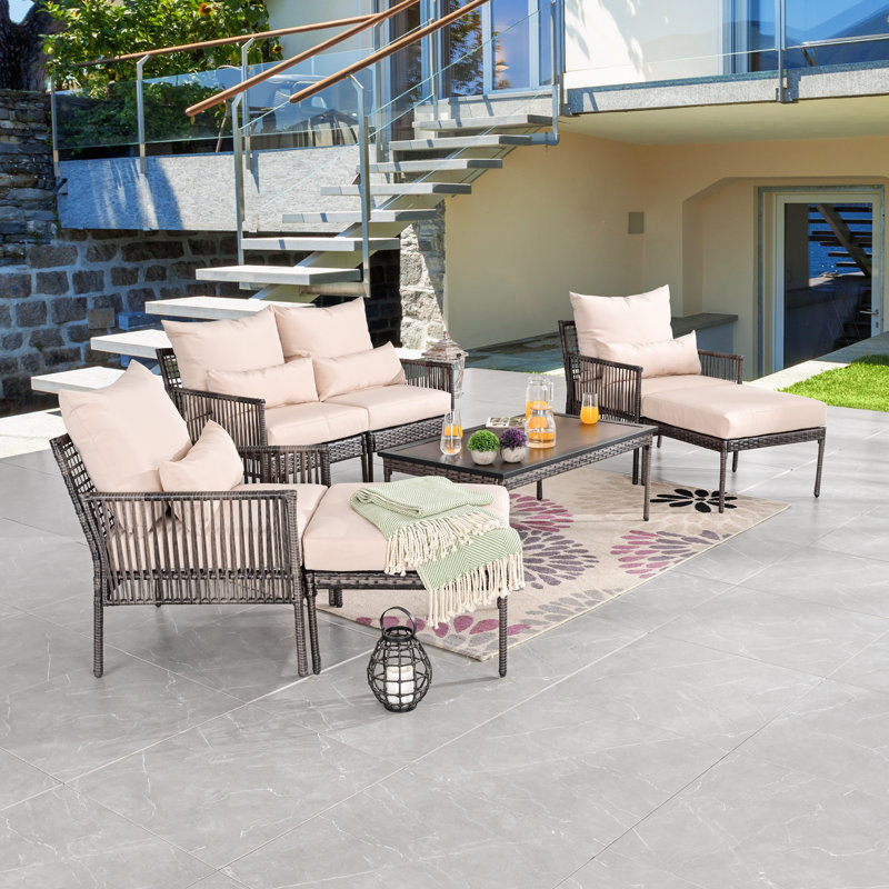 Aalaysia 7-Piece Outdoor Wicker Conversation Set