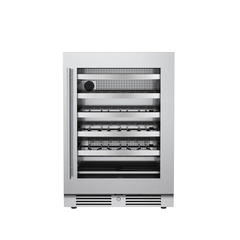 24 Inch Wide 44 Bottle Capacity Single Zone Wine Cooler with Alternating (Blue, White, Amber) LED lighting, Door Alarm, Touch Control Panel and Lockable Right Hinged Door